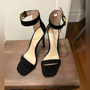 NWT ** Stuart Weitzman Black Luxe Suede Sandals